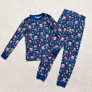 Hanna Andersson Kids' Organic Cotton Long‎ John PJ Set, Winter Hygge House Print